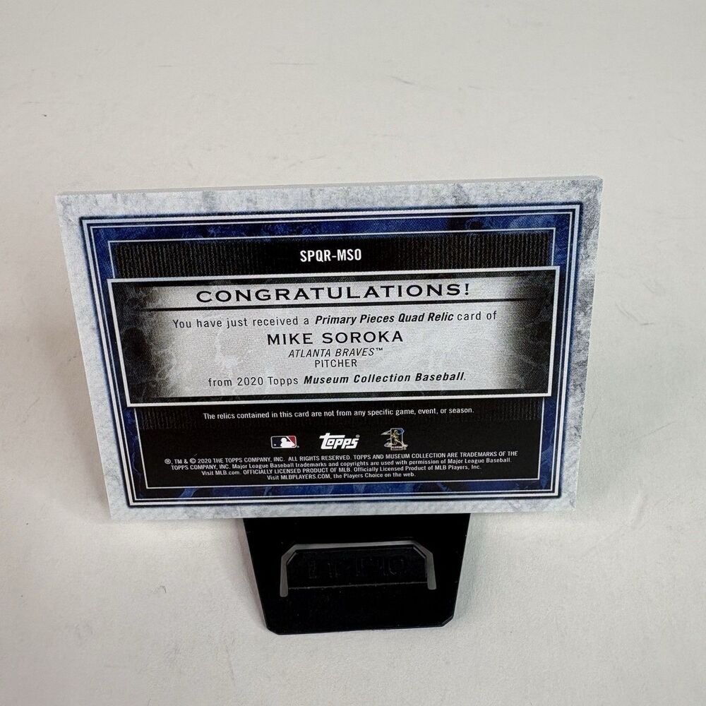 Mike Soroka Topps Primary Pieces Quad Relic Patch, Atlanta Braves 2020 SPQR-MSO - Picture 2 of 4